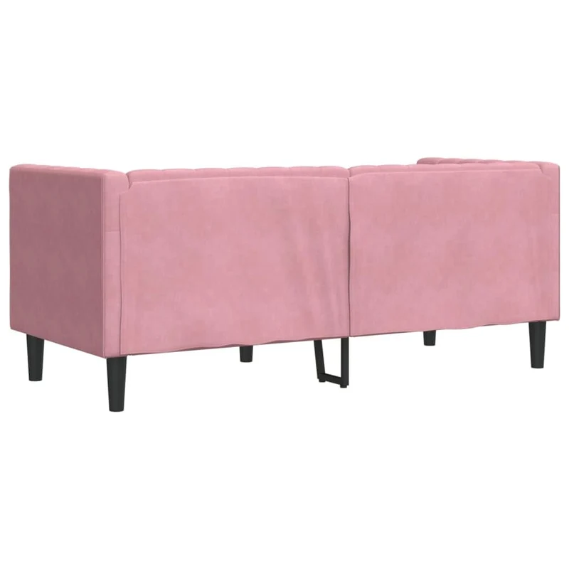 Lumanois Canapé Chesterfield avec traversins 2 Places Rose Velours Canapés Rose,372686
