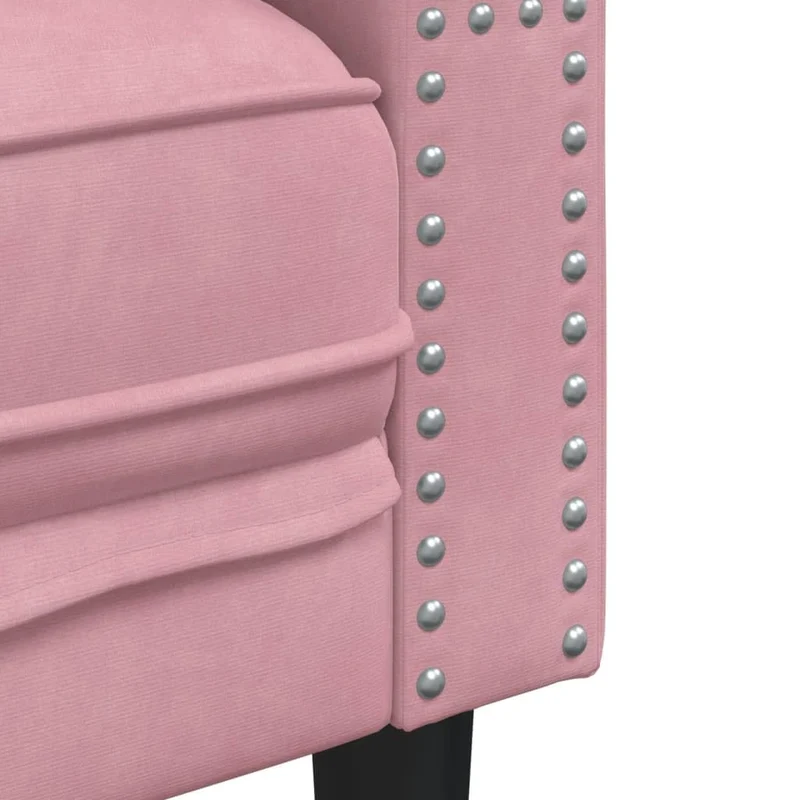 Lumanois Canapé Chesterfield avec traversins 2 Places Rose Velours Canapés Rose,372686