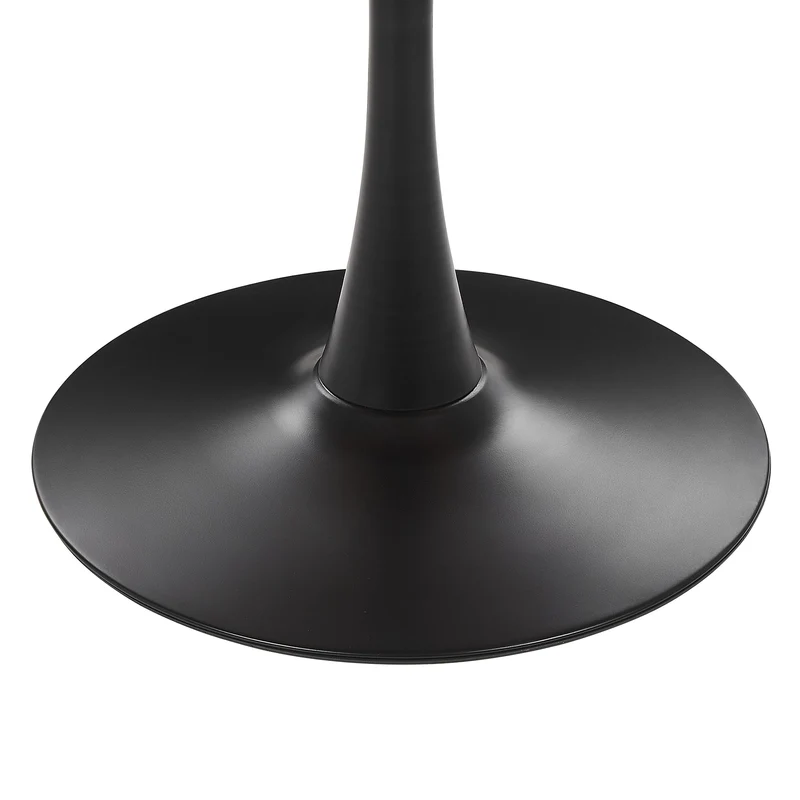 Beliani Table de Salle à Manger Industrielle Effet Marbre Noir Ronde MDF Base en Métal 90 cm Boca