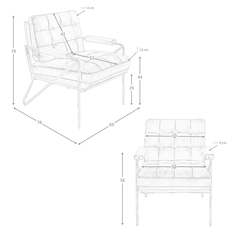 Angel Cerdá – Fauteuil Design Tapissé en Cuir Marron Cognac | Design Enveloppant et Confortable | Pieds en Acier Inoxydable Poli | Design Moderne pour Salon | 85 x 90 x 85 cm