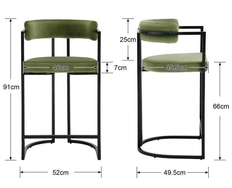 chairus 2PCS Tabourets de Bar Modernes, Chaises Hautes Cuisine, Vert