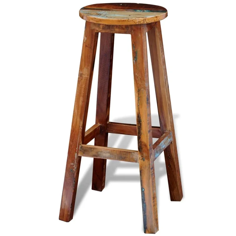 LoogCape Tabouret de bar en bois vieilli massif 75 cm de haut avec repose-pieds, tabouret de comptoir, tabouret de bistrot, tabouret de cuisine, tabouret de cuisine, tabouret de cuisine, salle à