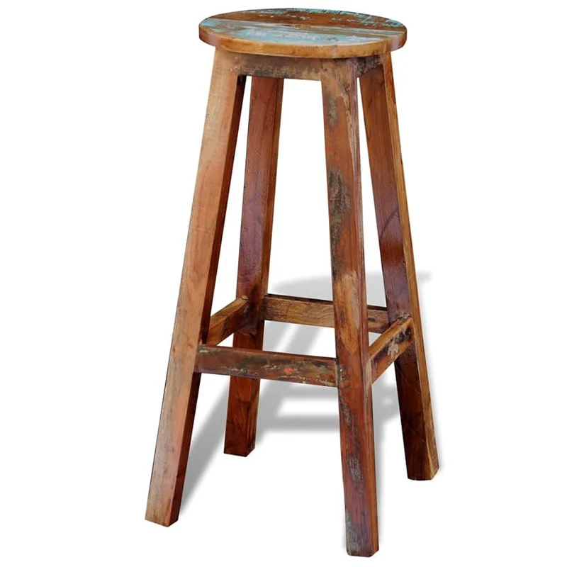 LoogCape Tabouret de bar en bois vieilli massif 75 cm de haut avec repose-pieds, tabouret de comptoir, tabouret de bistrot, tabouret de cuisine, tabouret de cuisine, tabouret de cuisine, salle à