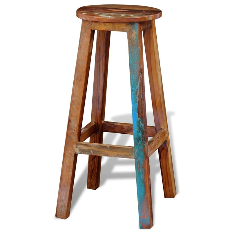 LoogCape Tabouret de bar en bois vieilli massif 75 cm de haut avec repose-pieds, tabouret de comptoir, tabouret de bistrot, tabouret de cuisine, tabouret de cuisine, tabouret de cuisine, salle à