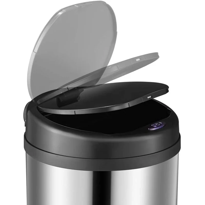 Poubelle de cuisine automatique 50L ARTIC SILVER grande capacité en INOX brillant avec cerclage