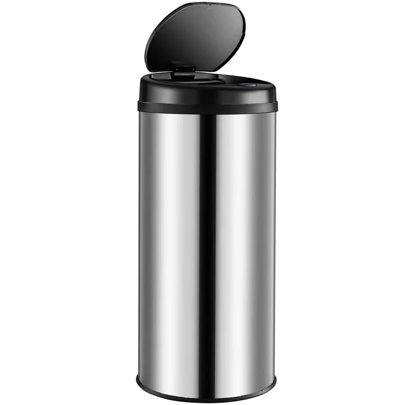 Poubelle de cuisine automatique 50L ARTIC SILVER grande capacité en INOX brillant avec cerclage