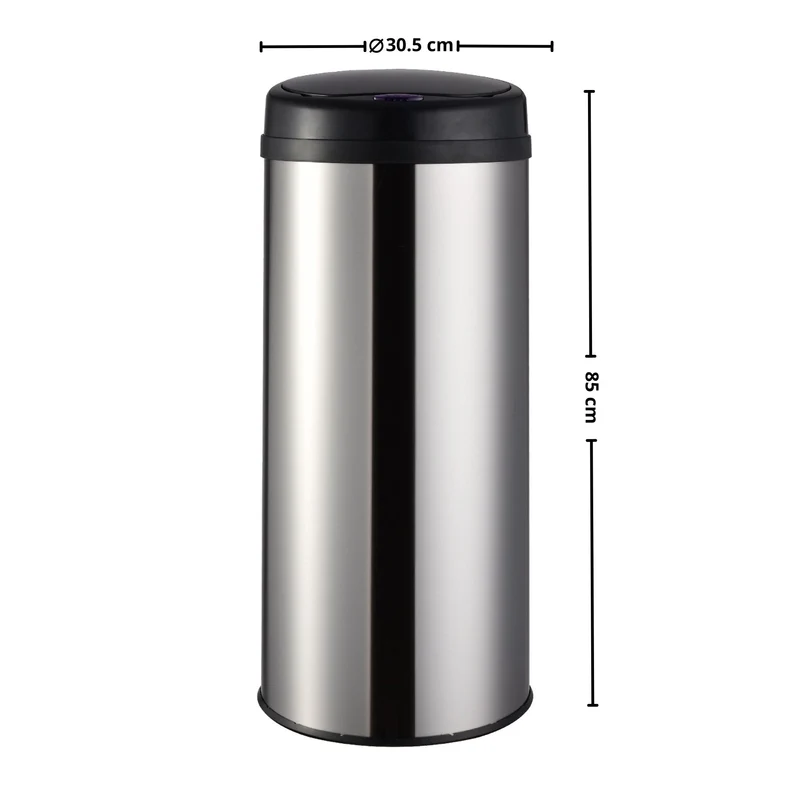 Poubelle de cuisine automatique 50L ARTIC SILVER grande capacité en INOX brillant avec cerclage