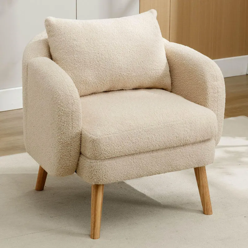KOMHTOM Fauteuil de salon beige avec rembourrage en tissu peluche pour salon, chambre à coucher, balcon (beige)