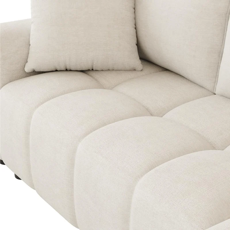 Sapgaks Canapé d'angle,Canapé 3 Places,anapé d'angle Convertible en L, Tissu Chenille,avec 2 Coussins décoratifs,adapté au Salon et à l'appartement (Beige)