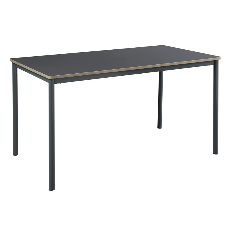 [en.casa] Table de Salle à Manger avec Plateau Rectangulaire Table à Manger Élégante pour Salon Cuisine Bureau MDF Acier 140 x 80 x 75 cm Gris Effet Chêne Noir
