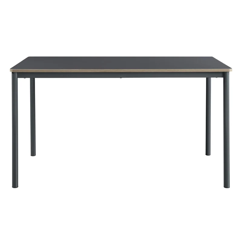 [en.casa] Table de Salle à Manger avec Plateau Rectangulaire Table à Manger Élégante pour Salon Cuisine Bureau MDF Acier 140 x 80 x 75 cm Gris Effet Chêne Noir
