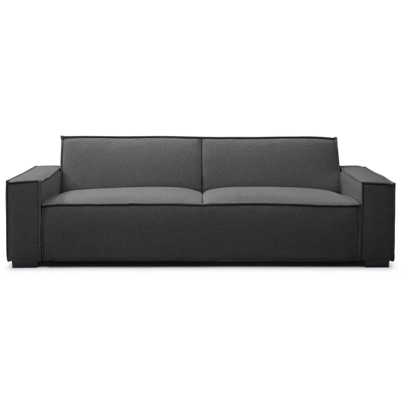 Menzzo Canapé Clic-Clac 3 Places Roger Tissu Bouclette Gris – Convertible Design Moderne 230 cm – Canapé Lit Confortable avec Dossier Rabattable pour Salon & Studio