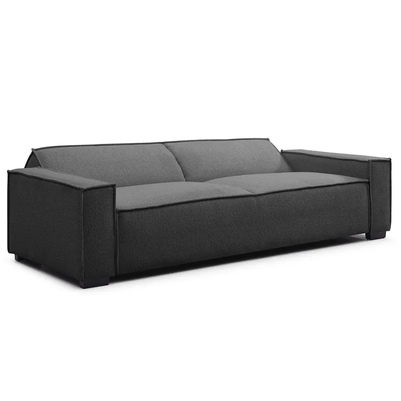 Menzzo Canapé Clic-Clac 3 Places Roger Tissu Bouclette Gris – Convertible Design Moderne 230 cm – Canapé Lit Confortable avec Dossier Rabattable pour Salon & Studio