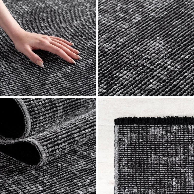 Carpettex Tapis en Coton Chenille Gris 240x340 cm Lavable, Style Boho, Poils Courts Vintage Kelim, Antidérapant et Doux, Mélange Monochrome, pour Salon, Chambre, Bureau & Cuisine