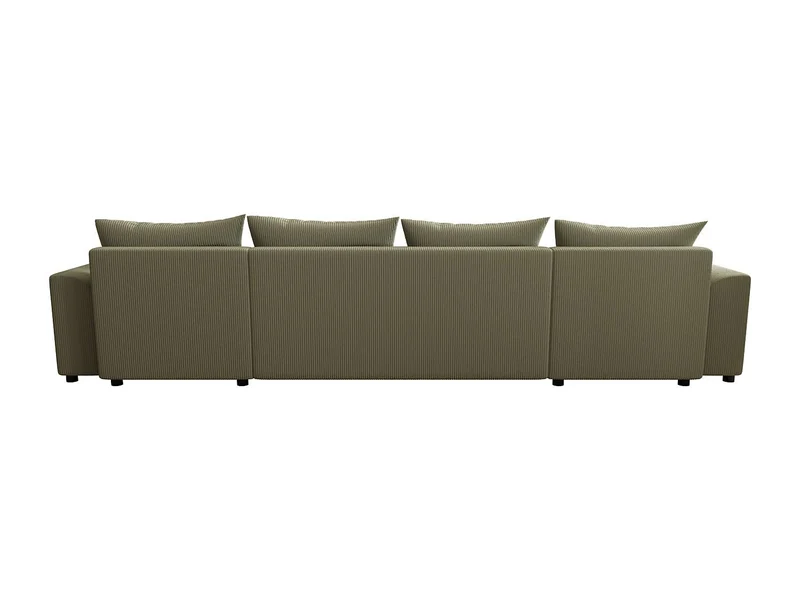 Vente-unique - Canapé d'angle panoramique Convertible en Velours côtelé Vert Kaki NESSARO