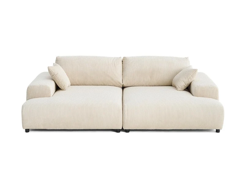 Lisa Design - Canapé Double Méridienne Garance en Velours Côtelé - Sofa Beige 3 Places - Salon