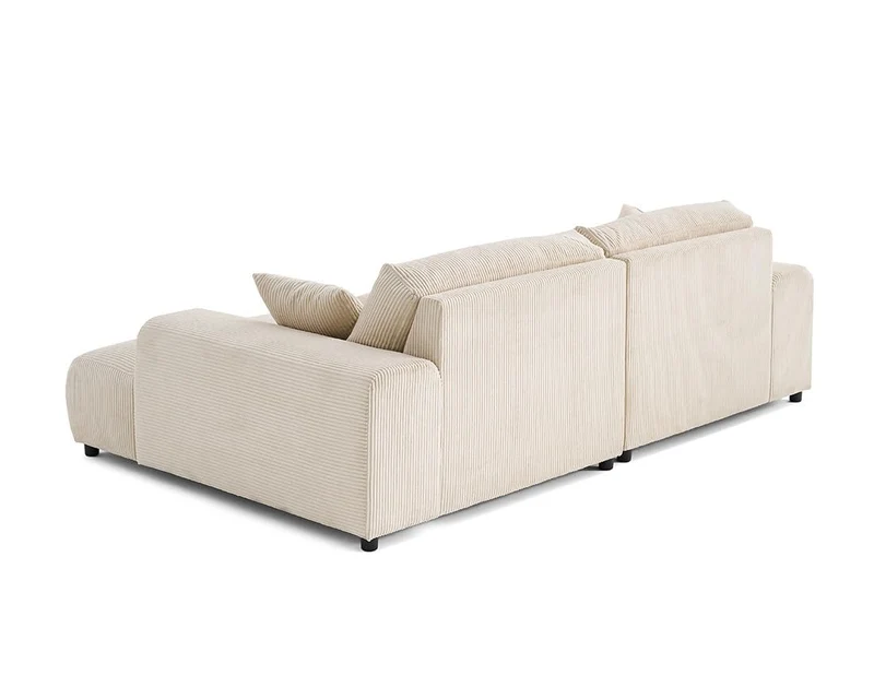 Lisa Design - Canapé Double Méridienne Garance en Velours Côtelé - Sofa Beige 3 Places - Salon