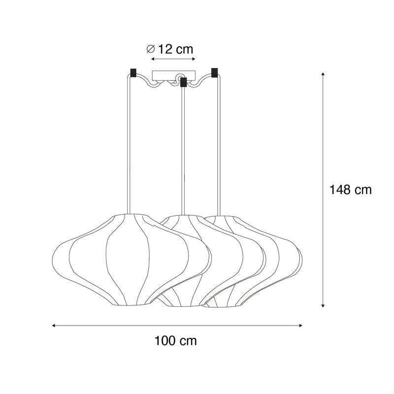 Qazqa plu - Suspension - 3 lumière - L 100 cm - Blanc - Design - éclairage intérieur - Salon I Chambre I Cuisine I Salle à manger