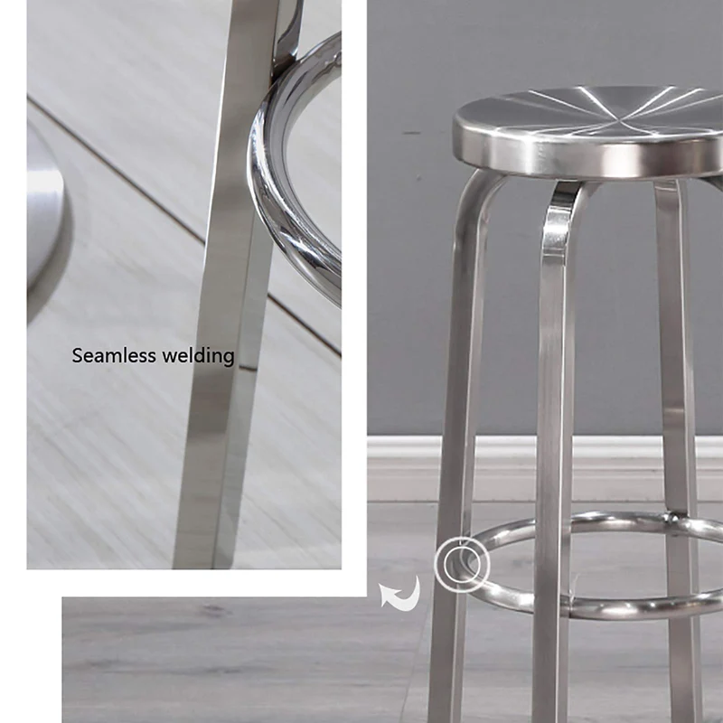 Tabouret de Bar sans Dossier en Acier Inoxydable, Tabouret à Hauteur de comptoir, qualité Commerciale, Finition en Acier Inoxydable, Hauteur du siège 65 cm / 75 cm,Utilisation intérieure à l'extérie