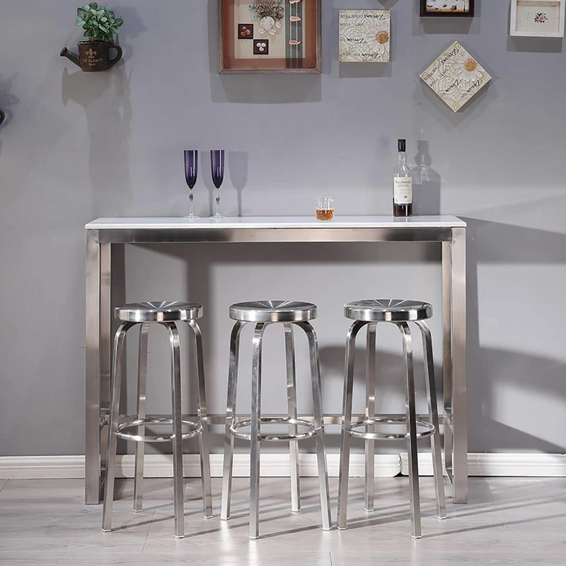 Tabouret de Bar sans Dossier en Acier Inoxydable, Tabouret à Hauteur de comptoir, qualité Commerciale, Finition en Acier Inoxydable, Hauteur du siège 65 cm / 75 cm,Utilisation intérieure à l'extérie