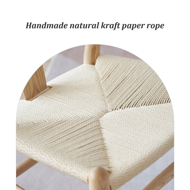VODUR Wishbone Chaise de salle à manger en bois massif naturel Hans Wegner Y Chaise en rotin et en bois d'accoudoirs - Lot de 2 chaises en bois de hêtre (bois de hêtre + couleur bois naturel)