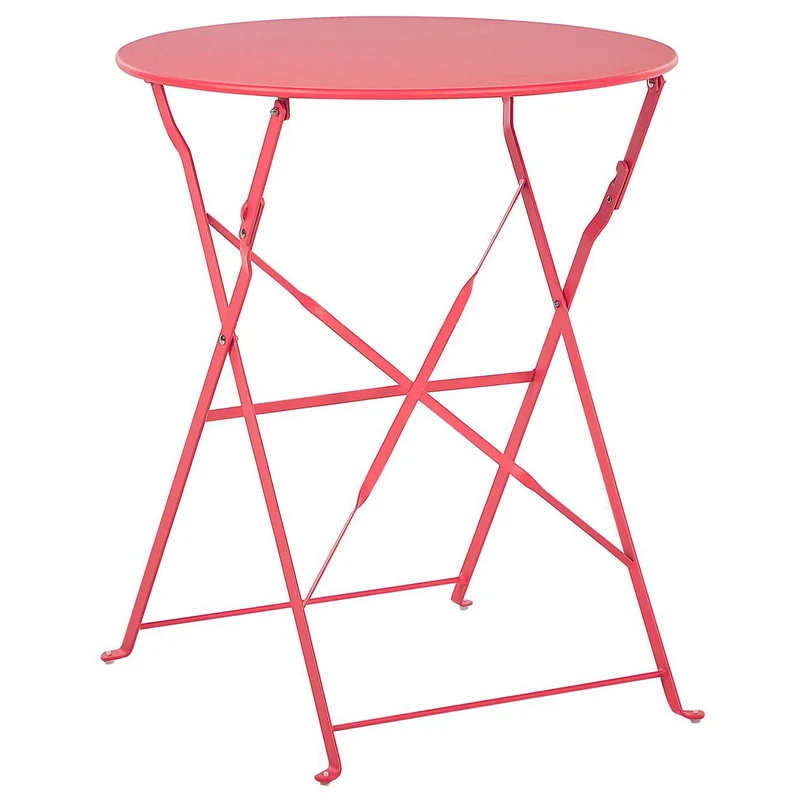 Beliani Salon de Jardin Bistrot Table et 2 Chaises en Acier Rouge Pliable avec Patins Fiori