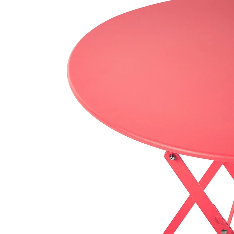 Beliani Salon de Jardin Bistrot Table et 2 Chaises en Acier Rouge Pliable avec Patins Fiori