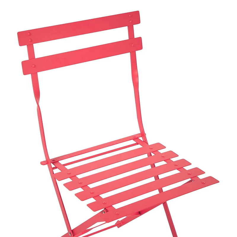 Beliani Salon de Jardin Bistrot Table et 2 Chaises en Acier Rouge Pliable avec Patins Fiori