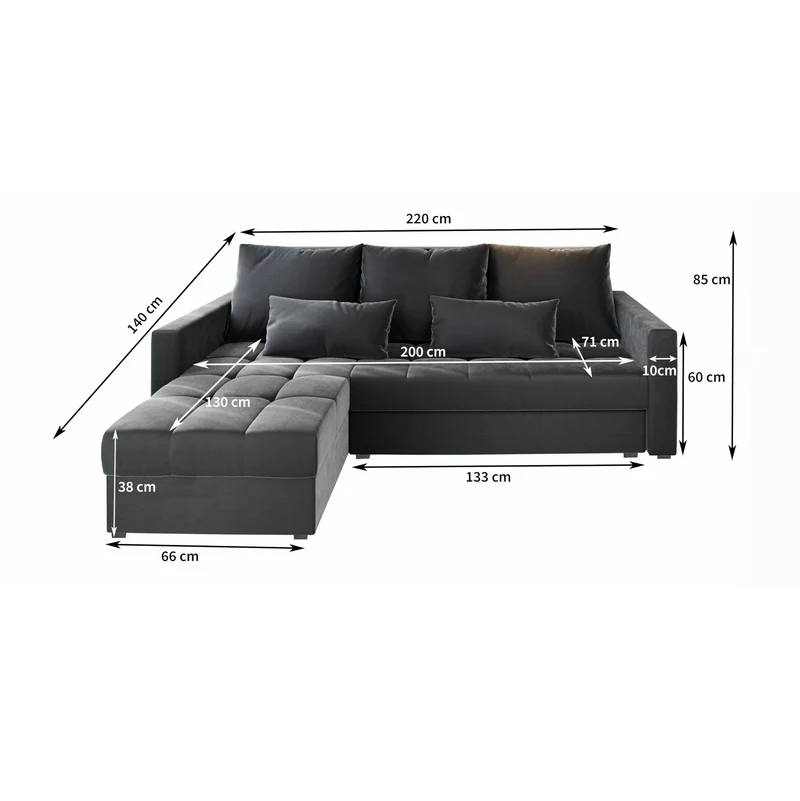 Masseno Canapé d'angle KOS PIK avec Fonction Couchage Forme en L, Moderne, avec Coffre de Rangement, Ensemble canapé de Salon - Marron