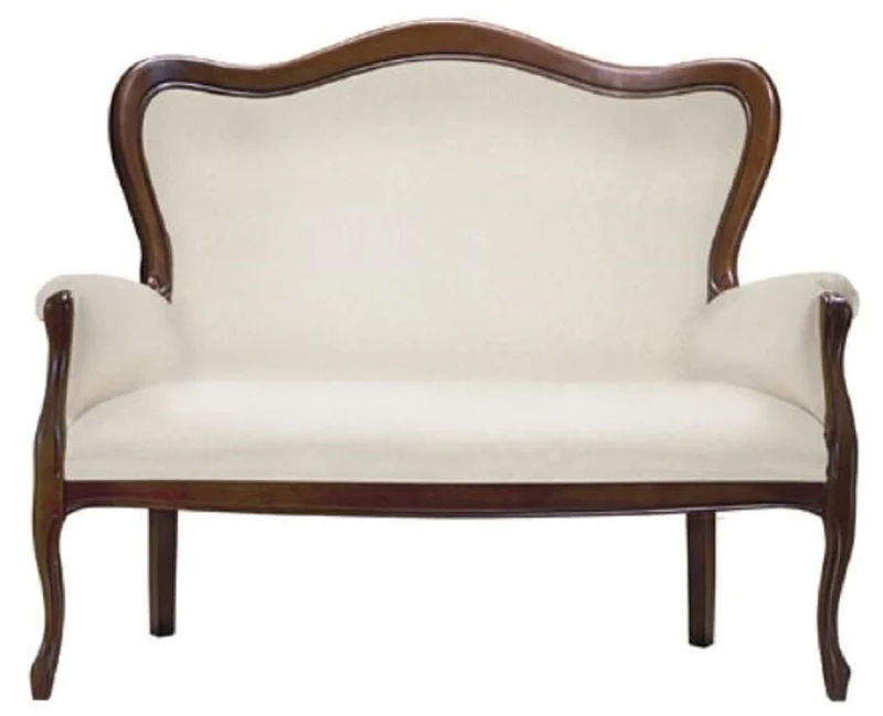 Casa Padrino Canapé baroque de luxe Crème/marron foncé 124 x 74 x H. 107 cm - Élégant canapé de salon baroque - Salon baroque