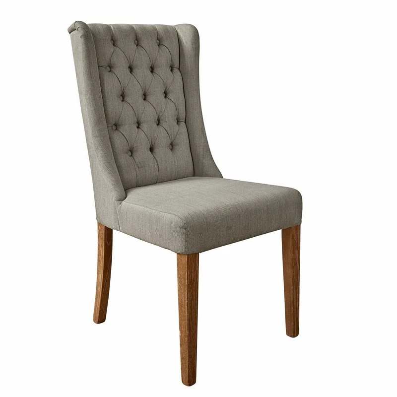 Loberon Sudbury Chaise - Housse Durable de Grande qualité - Style Vintage grâce au matelassage Chesterfield, Gris
