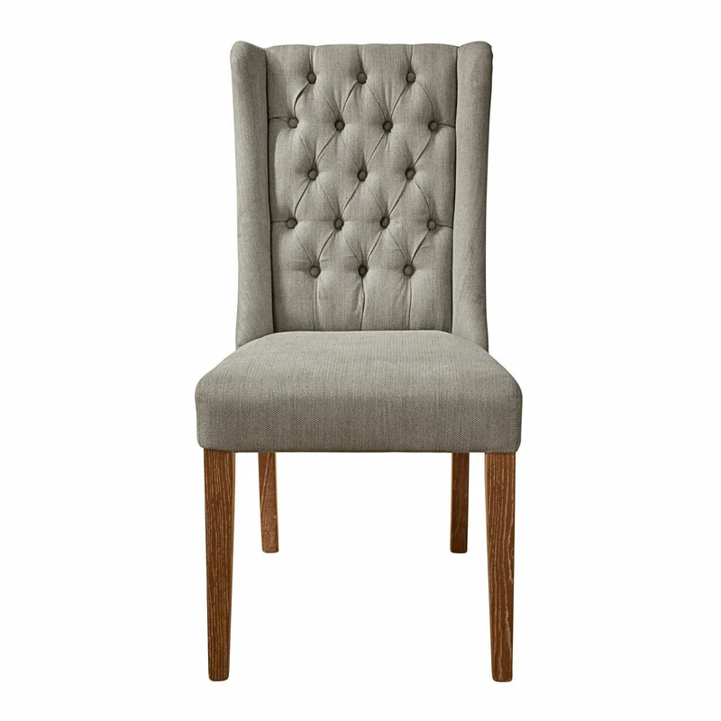 Loberon Sudbury Chaise - Housse Durable de Grande qualité - Style Vintage grâce au matelassage Chesterfield, Gris