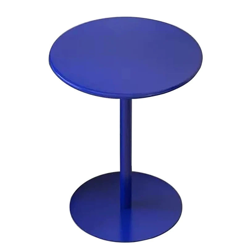 Table de salle à manger ronde moderne avec dessus de table en fer métallique et table de bar à base solide, table de cuisine pour 2 à 4 personnes pour la maison de petit espace, bleu ( Size : 48x72cm