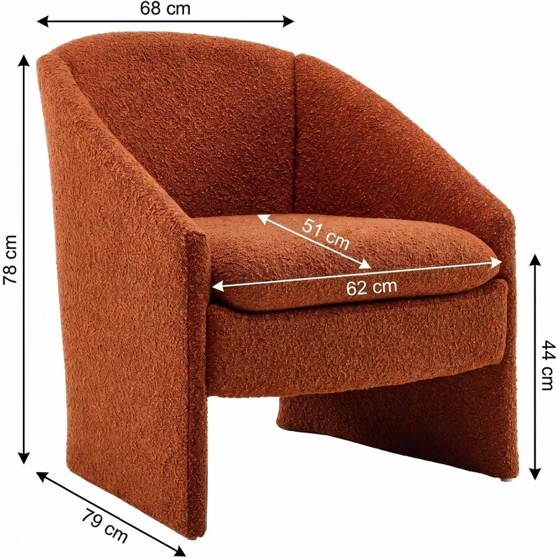HOMIFAB Fauteuil Arrondi en Tissu bouclé Rouille - Ami
