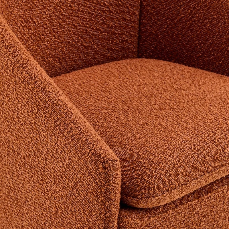 HOMIFAB Fauteuil Arrondi en Tissu bouclé Rouille - Ami