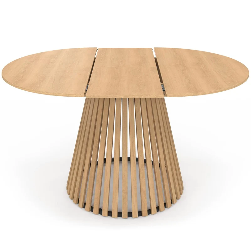 IDMarket - Table à Manger Extensible Ronde Carmen 110-150 cm Lattes Bois