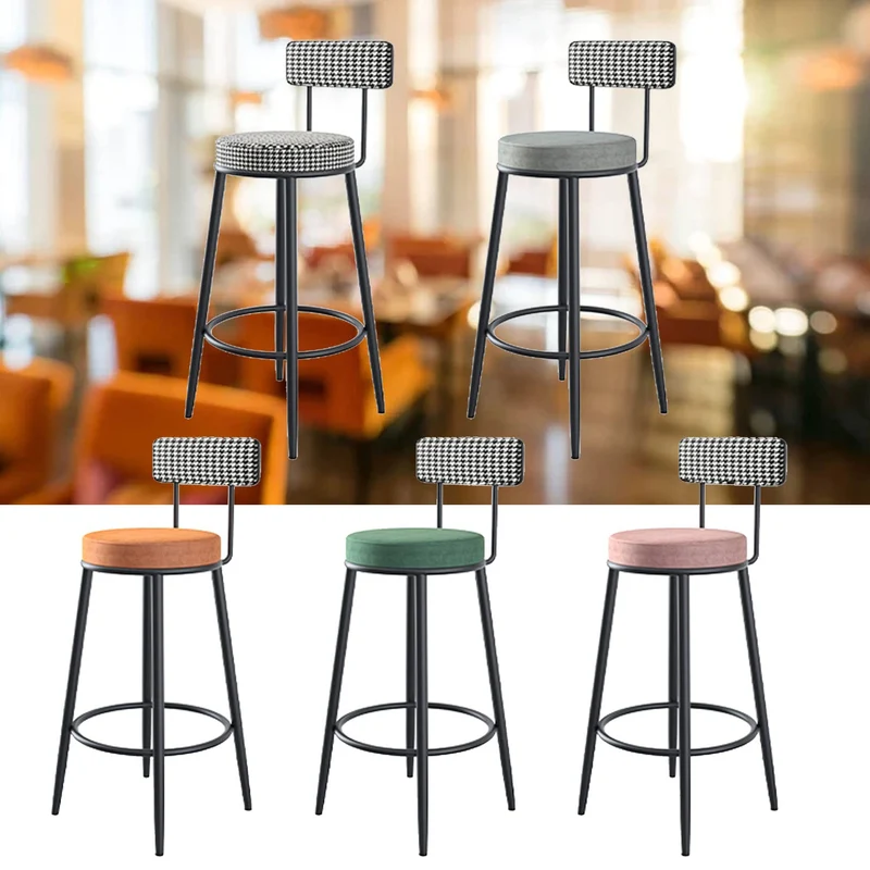 Ensemble de tabourets de bar en métal de 1/2, faux cuir Chaise à hauteur de comptoir avec dossier, Tabourets d'îlot de cuisine avec pieds et repose-pieds dorés Pour la maison Restauration au bar