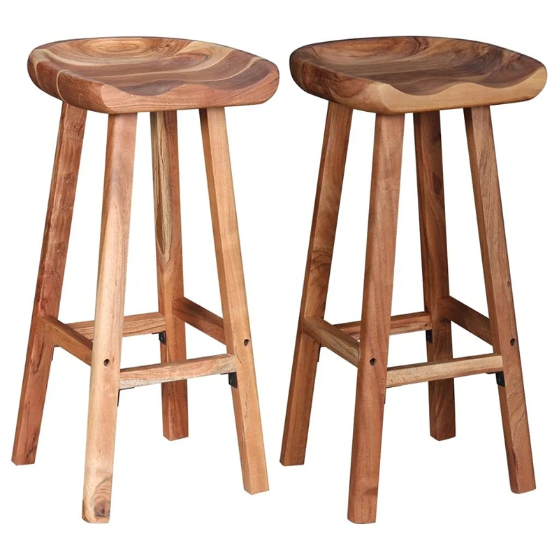 Iiaky Tabourets de Bar Lot de 2 Bois d'acacia Massif,Chaise De Bar,Chaise Bar Cuisine
