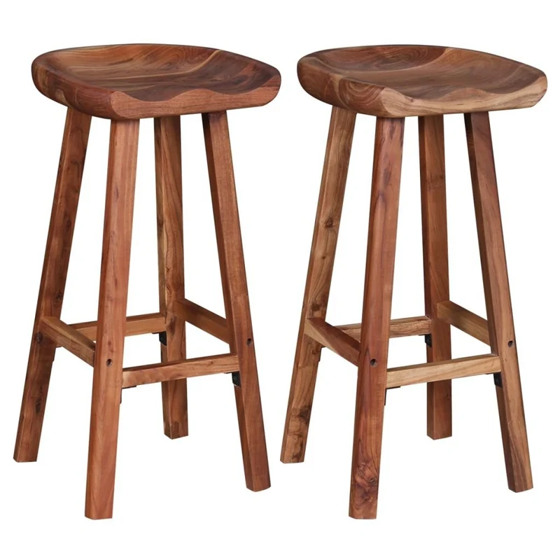 Iiaky Tabourets de Bar Lot de 2 Bois d'acacia Massif,Chaise De Bar,Chaise Bar Cuisine