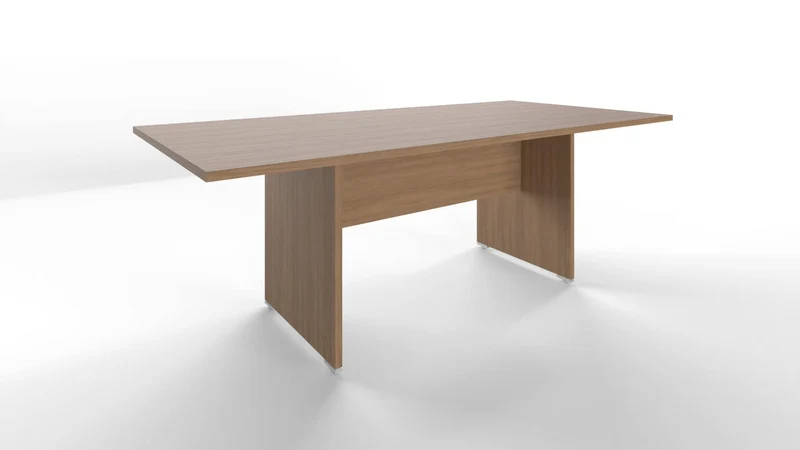 FBasic Table de réunion rectangulaire en bois - Noyer - 210x100x73,6 cm