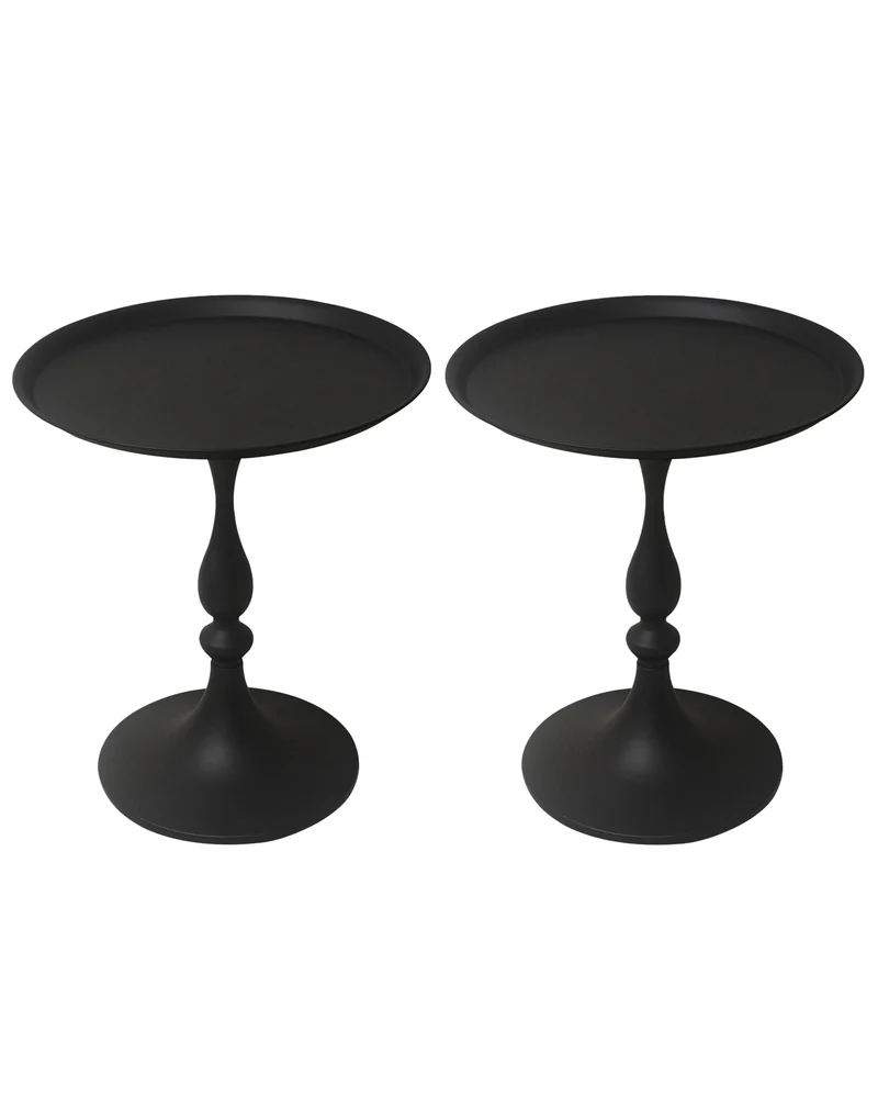 Cre Cra (Lot de 2 Table d'appoint Ronde en métal - Design élégant et Moderne, Tables dappoint pour Salon, Chambre ou Patio