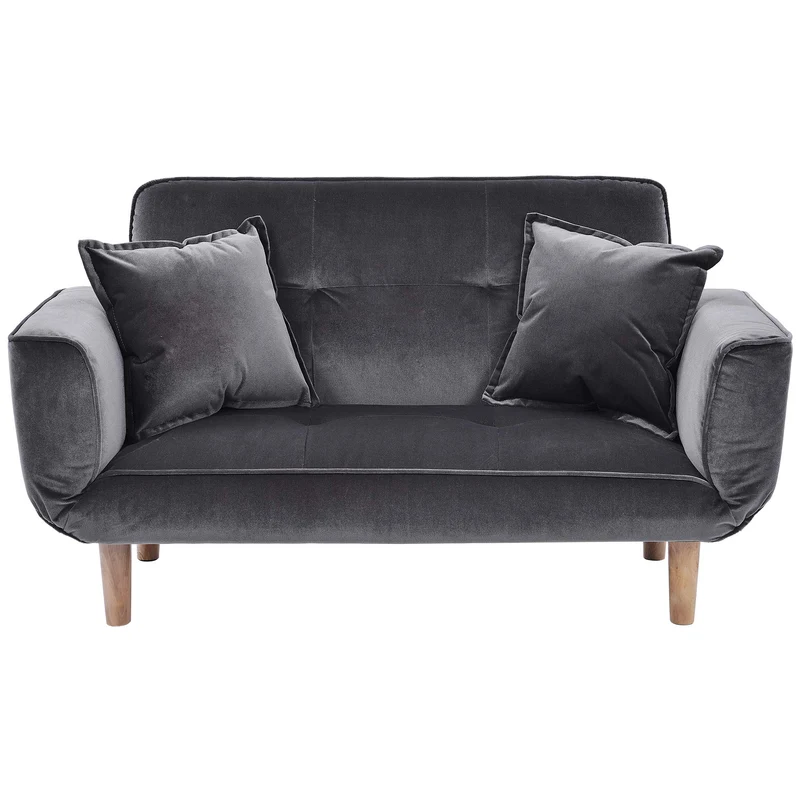 Canapé-lit inclinable en velours gris 2 places pour salon/chambre d'amis/bureau Design moderne 125 x 61 x 70 cm