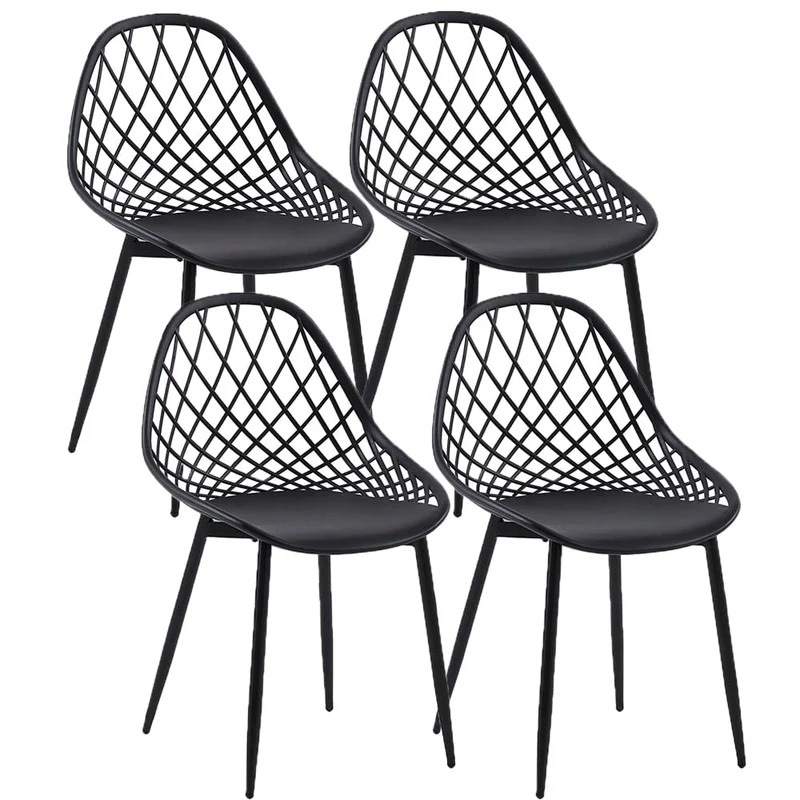 buybyroom chaises Salle Manger Lot de 4 Chaise scandinave avec Pieds en métal Chaise Salon Cuisine Confortable Chaise Salle a Manger, Noir