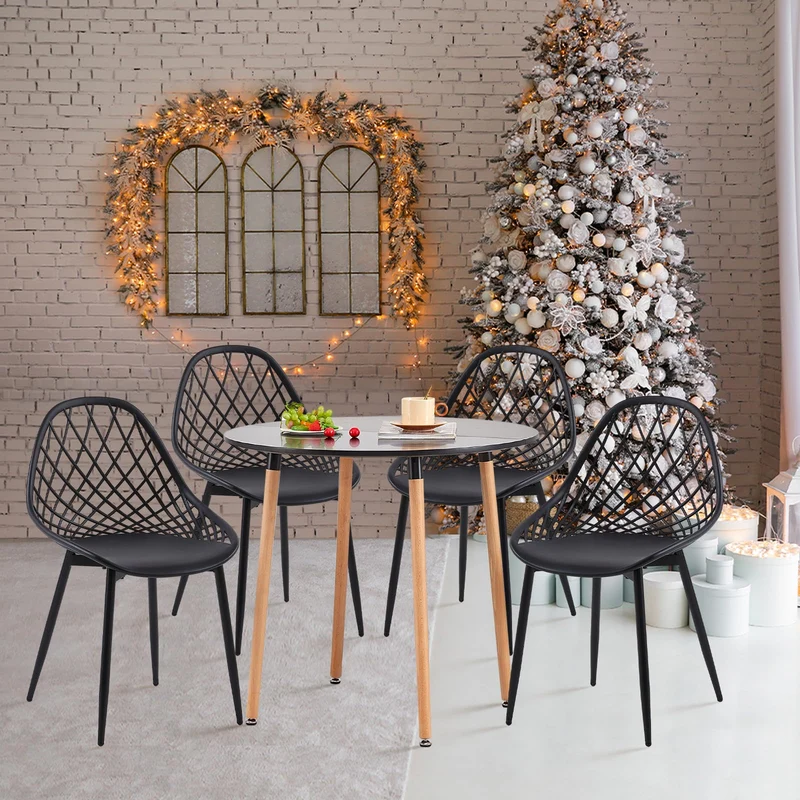 buybyroom chaises Salle Manger Lot de 4 Chaise scandinave avec Pieds en métal Chaise Salon Cuisine Confortable Chaise Salle a Manger, Noir