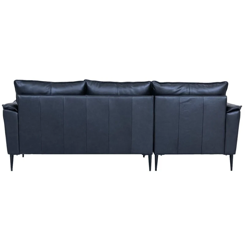 Furnhouse Ibbe Design - Canapé d'angle 3 places - En forme de L - Revêtement en cuir véritable - Ressorts ensachés - Rembourré - Pour le salon - Noir