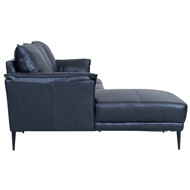 Furnhouse Ibbe Design - Canapé d'angle 3 places - En forme de L - Revêtement en cuir véritable - Ressorts ensachés - Rembourré - Pour le salon - Noir