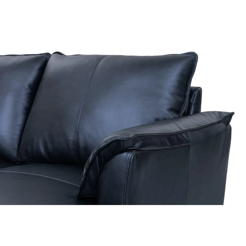 Furnhouse Ibbe Design - Canapé d'angle 3 places - En forme de L - Revêtement en cuir véritable - Ressorts ensachés - Rembourré - Pour le salon - Noir