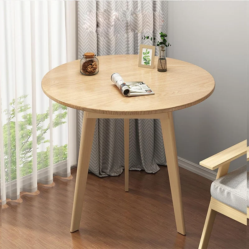 Table de salle à manger ronde de style rétro moderne en bois de hêtre - Blanc - 40 x 40 x 46 cm - Table en bois pour salle à manger