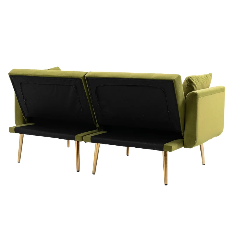 YESGIGA Canapé design 3 places en velours doux, canapé-lit convertible, canapé-lit convertible, support de jambe en métal robuste, adapté à plusieurs scénarios salon, chambre à coucher (vert olive)