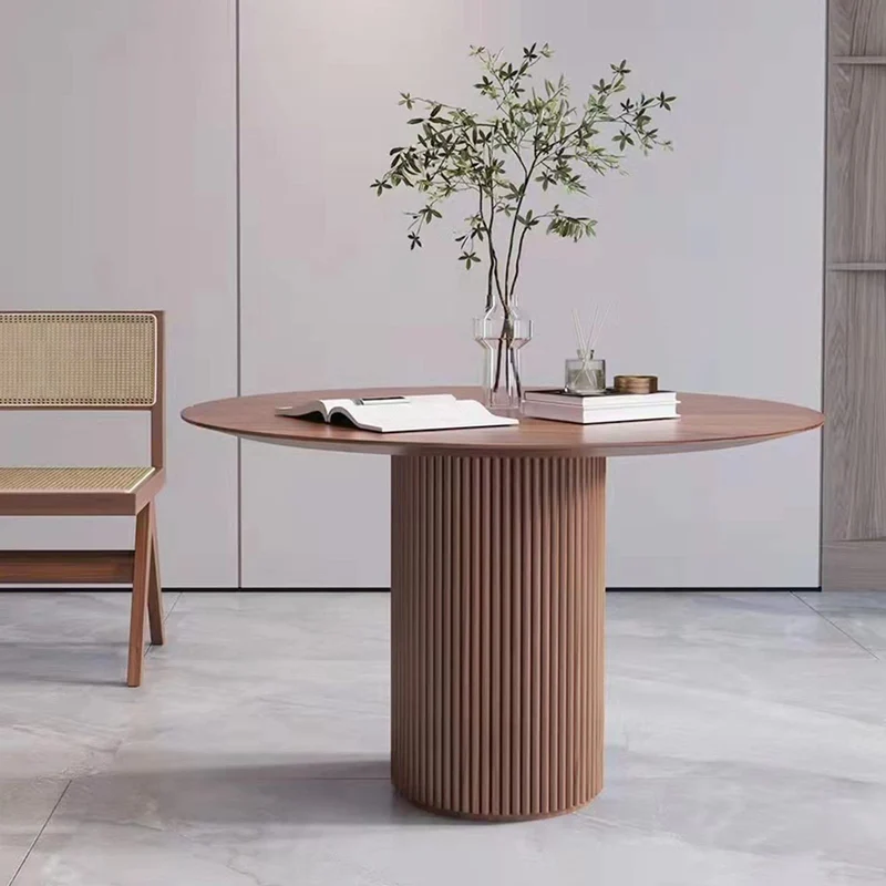 Table de salle à manger ronde en bois de pin, base de piédestal, table de cuisine, table de loisirs, meubles de restaurant, décoration élégante de salle à manger, design en bois durable
